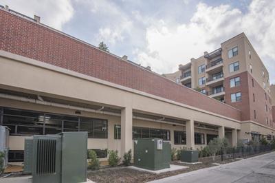 Building elevation showing brick pattern variations and reveals
